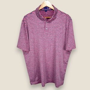 Stitch Performance Polo Golf Shirt Men Large Pink Gray Cutaway Collar Stretch